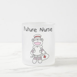 Sock Monkey Future Nurse Tshirts and Gifts Frosted Glass Coffee Mug