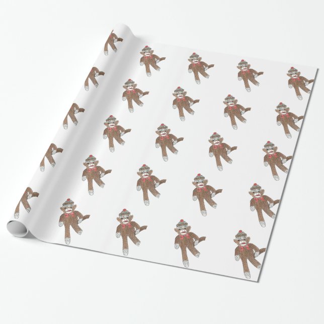 Sock Monkey Gift Wrap (Unrolled)