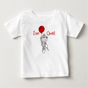 Sock Monkey Girl 1st Birthday Baby T-Shirt