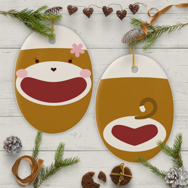 Sock Monkey Girl Christmas Tree  Ceramic Tree Decoration (Creator Uploaded)