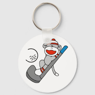 Sock Monkey Golf Key Ring
