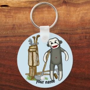 Sock Monkey Golf keychain