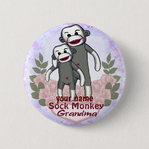 Sock Monkey Grandma  6 Cm Round Badge