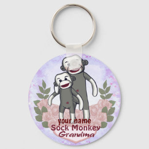 Sock Monkey Grandma  Key Ring