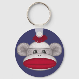 Sock Monkey Head Key Ring