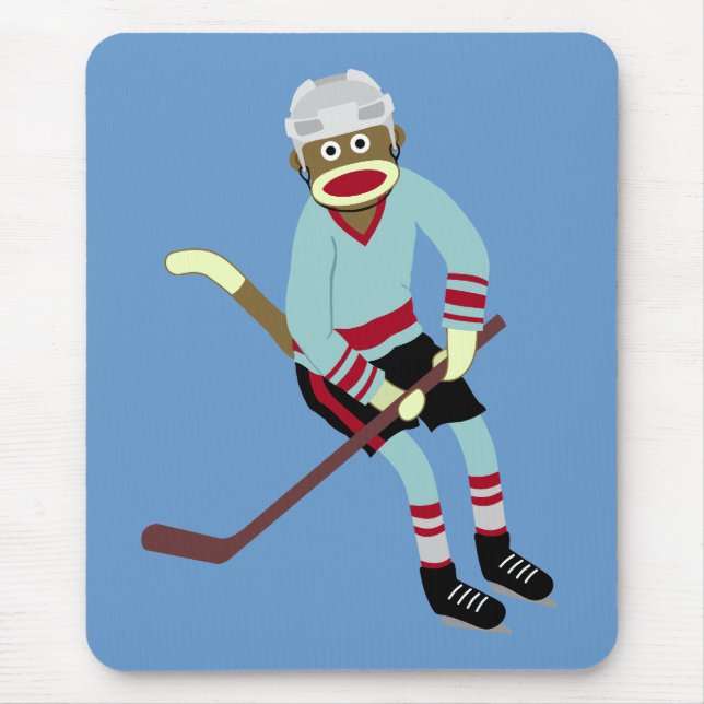 Sock Monkey Hockey Player Mouse Mat (Front)