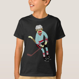 Sock Monkey Hockey Player T-Shirt