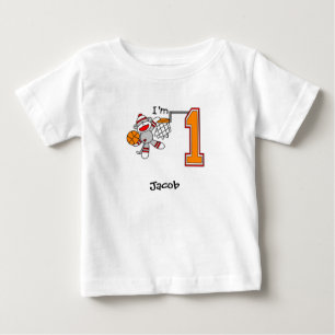Sock Monkey Hoops 1st Birthday Baby T-Shirt
