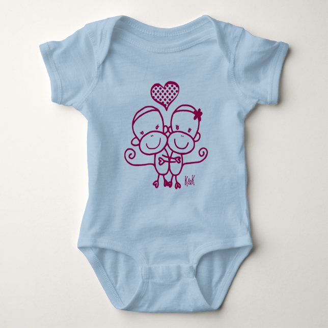 Sock Monkey Hugz Infant Bodysuit ~ Cherry pink (Front)