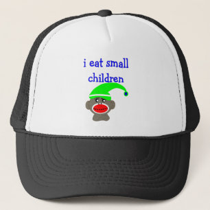 Sock Monkey "I EAT SMALL CHILDREN" Trucker Hat