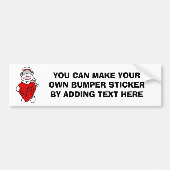 Sock Monkey I Love Nursing T-shirts and Gifts Bumper Sticker (Front)