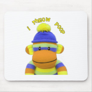 Sock Monkey "I Throw Poop" Design--Adorable Mouse Mat
