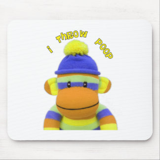 Sock Monkey "I Throw Poop" Design--Adorable Mouse Mat