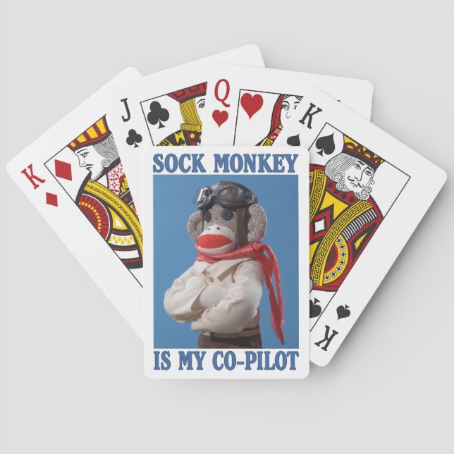 Sock Monkey is my Co-Pilot Playing Cards (Back)