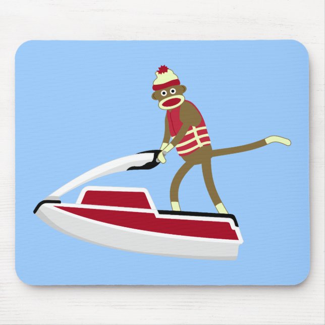Sock Monkey Jetski Mouse Mat (Front)