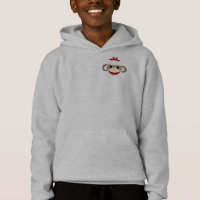 Sock Monkey Kid's Fleece Zip Hoodie, White