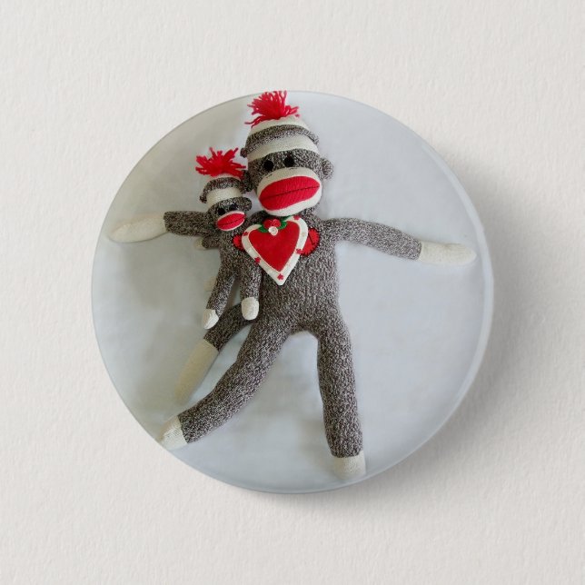 Sock Monkey Love #1 6 Cm Round Badge (Front)