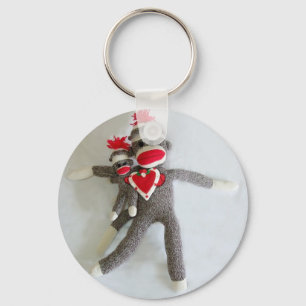 Sock Monkey Love #1 Key Ring