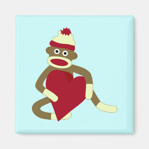 Sock Monkey Love Heart Magnet