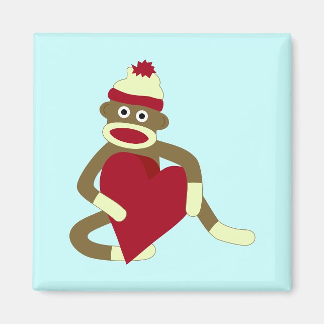 Sock Monkey Love Heart Magnet (Front)