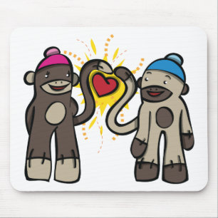 Sock Monkey Love Mouse Mat