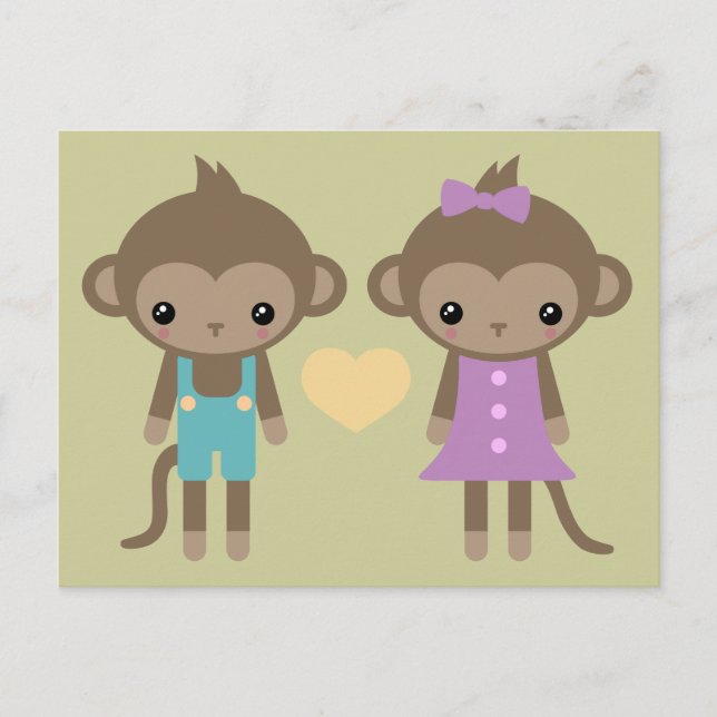 Sock Monkey Love Postcard (Front)