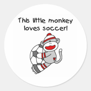 Sock Monkey Loves Soccer Classic Round Sticker