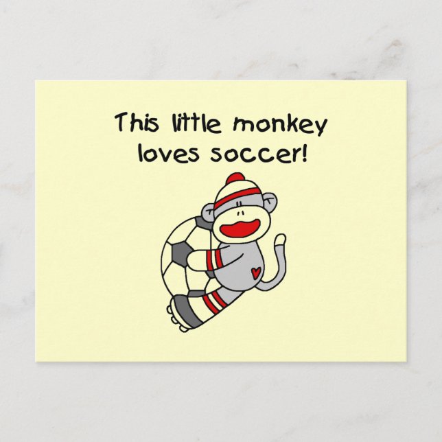 Sock Monkey Loves Soccer T shirts and Gifts Postcard (Front)