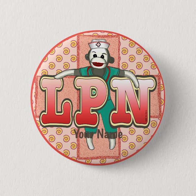 Sock Monkey LPN Nurse pin (Front)