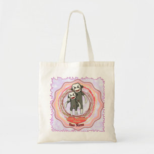 Sock Monkey Mom custom name Tote Bag