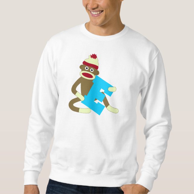Sock Monkey Monogram Boy E Sweatshirt (Front)