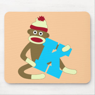 Sock Monkey Monogram Boy K Mouse Mat