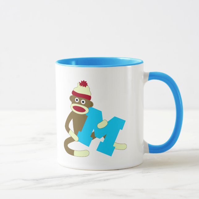 Sock Monkey Monogram Boy M Mug (Right)