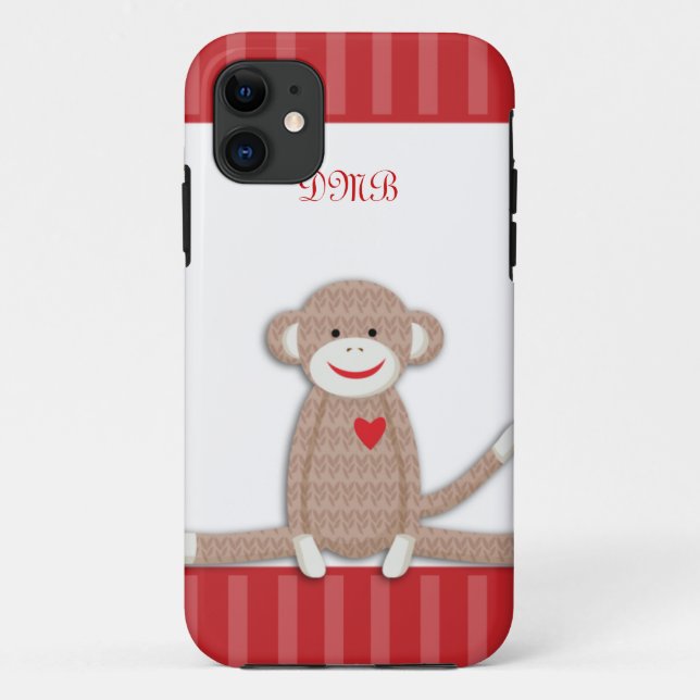 Sock Monkey Monogram iPhone 5 Case (Back)