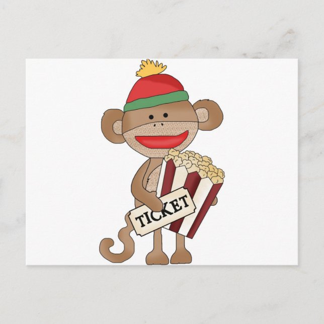 Sock Monkey-Movie night Postcard (Front)