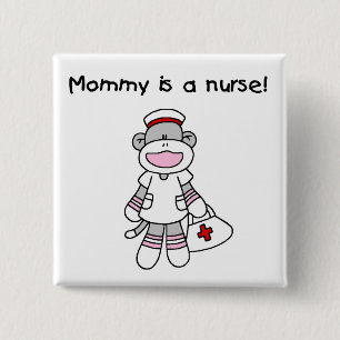 Sock Monkey Mummy Nurse T-shirts and Gifts 15 Cm Square Badge