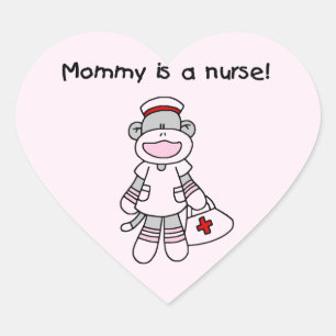 Sock Monkey Mummy Nurse T-shirts and Gifts Heart Sticker