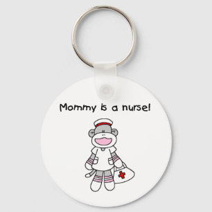 Sock Monkey Mummy Nurse T-shirts and Gifts Key Ring