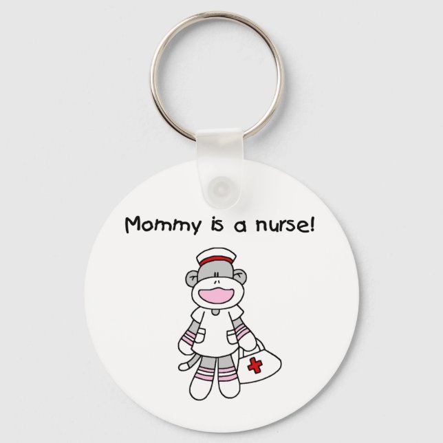 Sock Monkey Mummy Nurse T-shirts and Gifts Key Ring (Front)