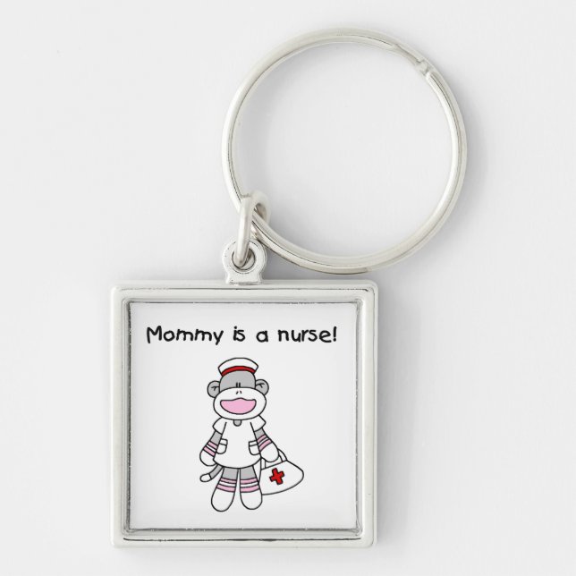 Sock Monkey Mummy Nurse T-shirts and Gifts Key Ring (Front)
