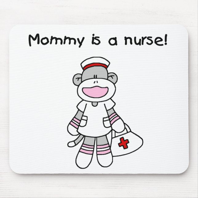 Sock Monkey Mummy Nurse T-shirts and Gifts Mouse Mat (Front)