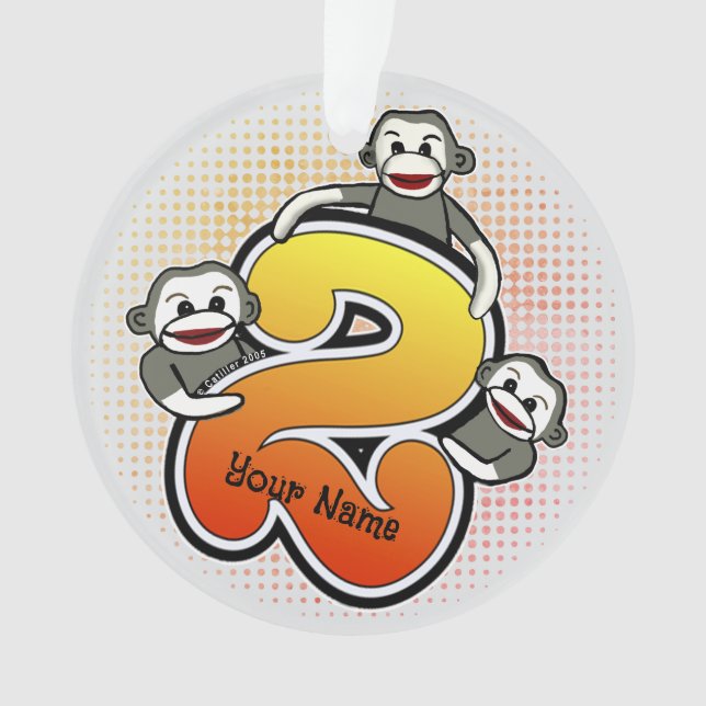 Sock Monkey  Number 2 Ornament (Front)