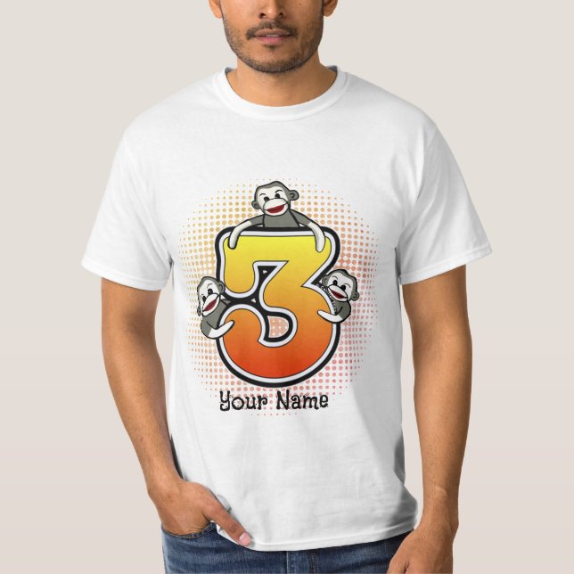 Sock Monkey  Number 3 T-Shirt (Front)