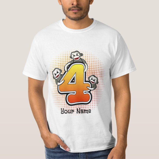 Sock Monkey  Number 4 T-Shirt (Front)