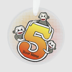 Sock Monkey  Number 5 Ornament