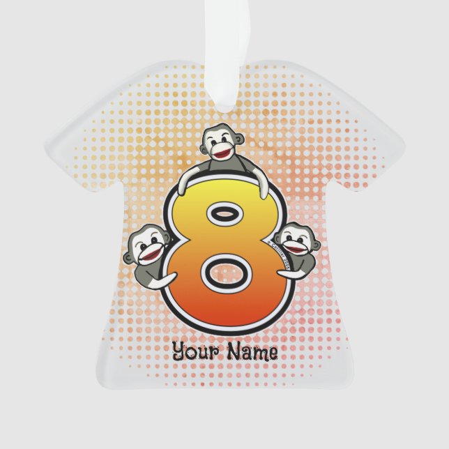 Sock Monkey  Number 8 Ornament (Front)