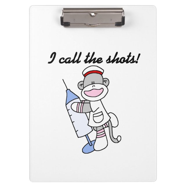 Sock Monkey Nurse I Call the Shots Clipboard (Front)