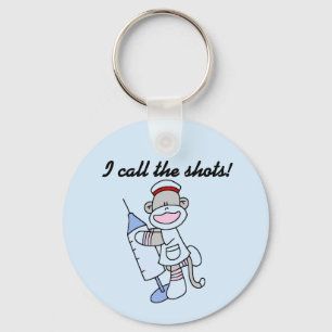 Sock Monkey Nurse I Call the Shots Gifts Key Ring