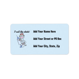 Sock Monkey Nurse I Call the Shots Gifts Label