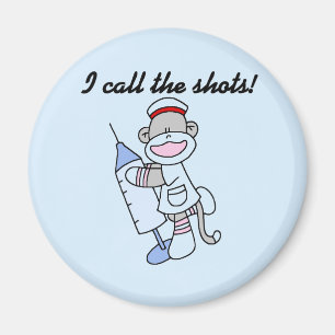 Sock Monkey Nurse I Call the Shots Gifts Magnet